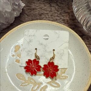 Elegant Red Flower Earrings